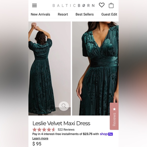 NWT BALTIC BORN LESLIE VELVET MAXI DRESS - Picture 6 of 6